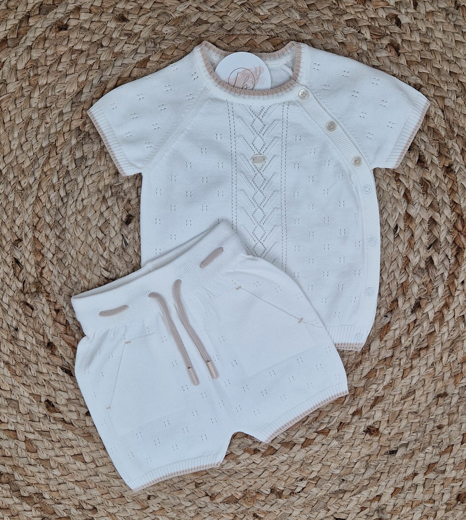 Gebreid tweedelig set offwhite