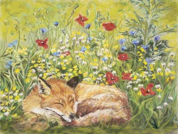 Fox in Bloom (Pastel)