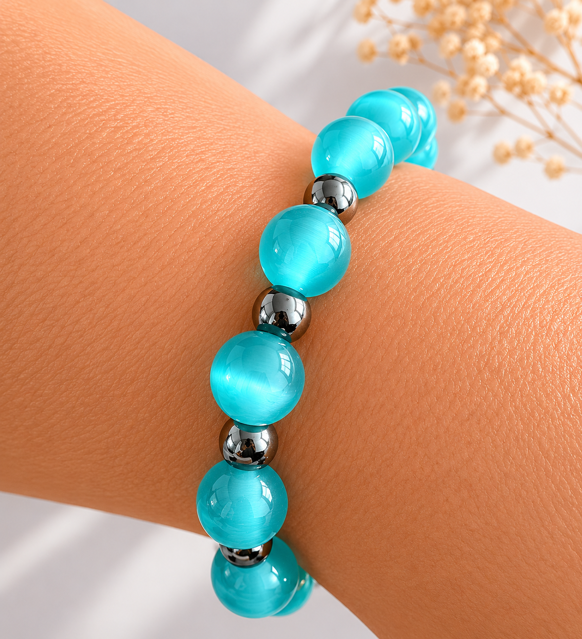 een appelblauwzeegroen armbandje