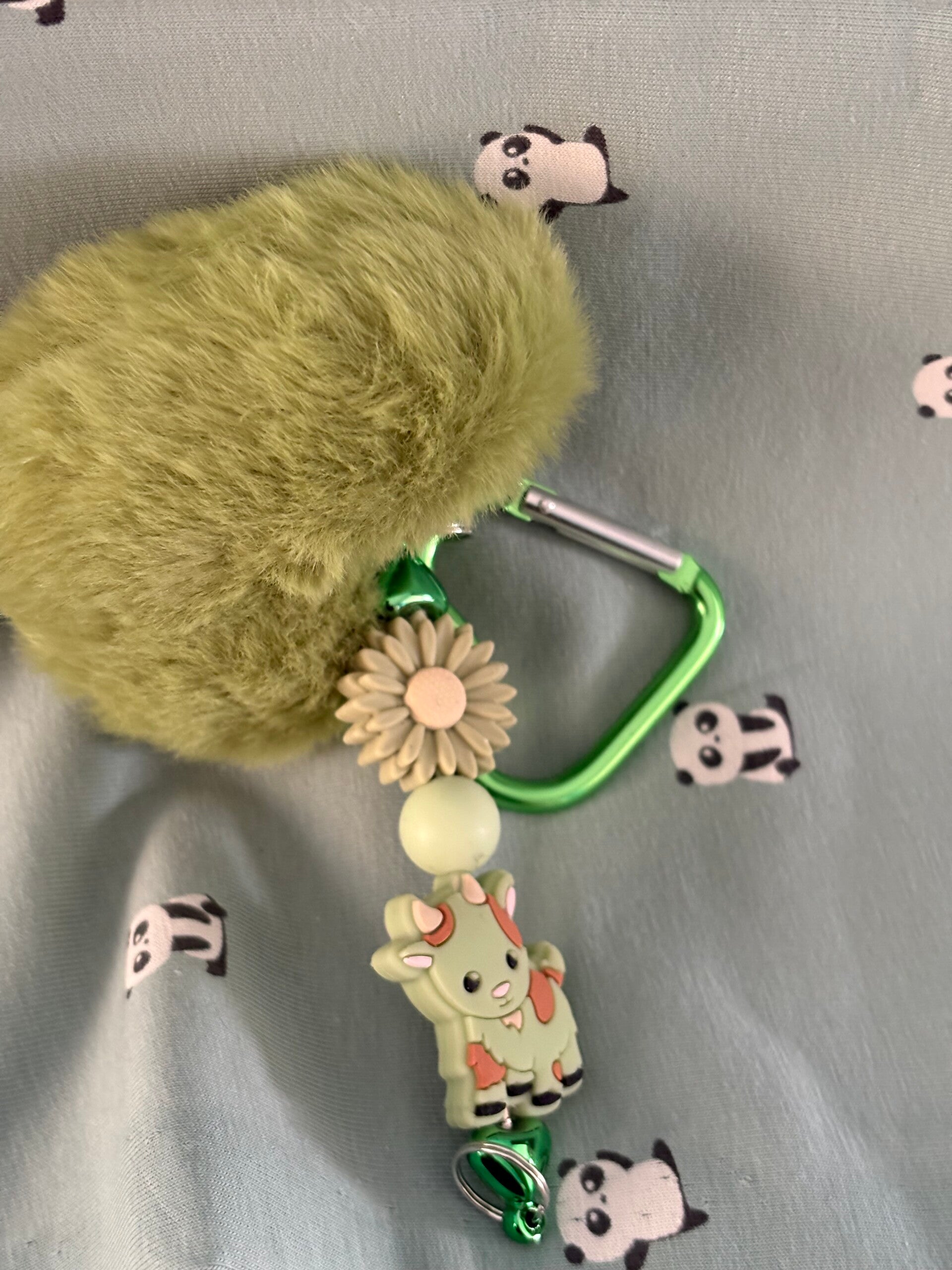sleutelhanger groen hart met koe
