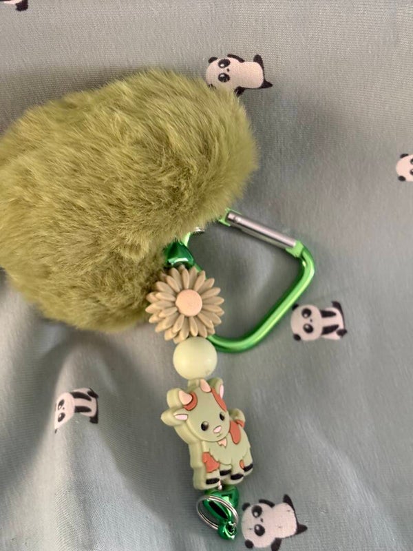 sleutelhanger groen hart met koe