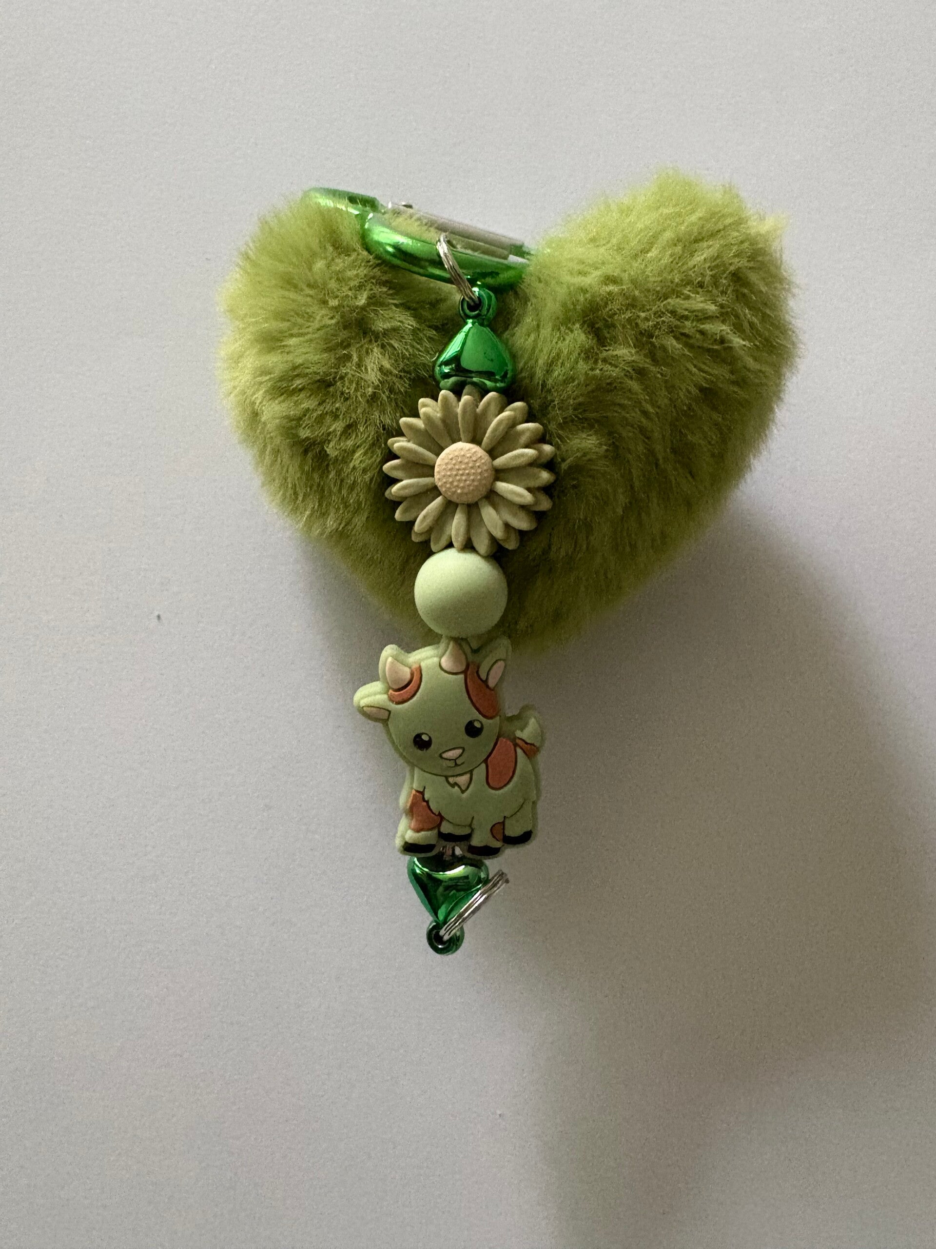 sleutelhanger groen hart met koe