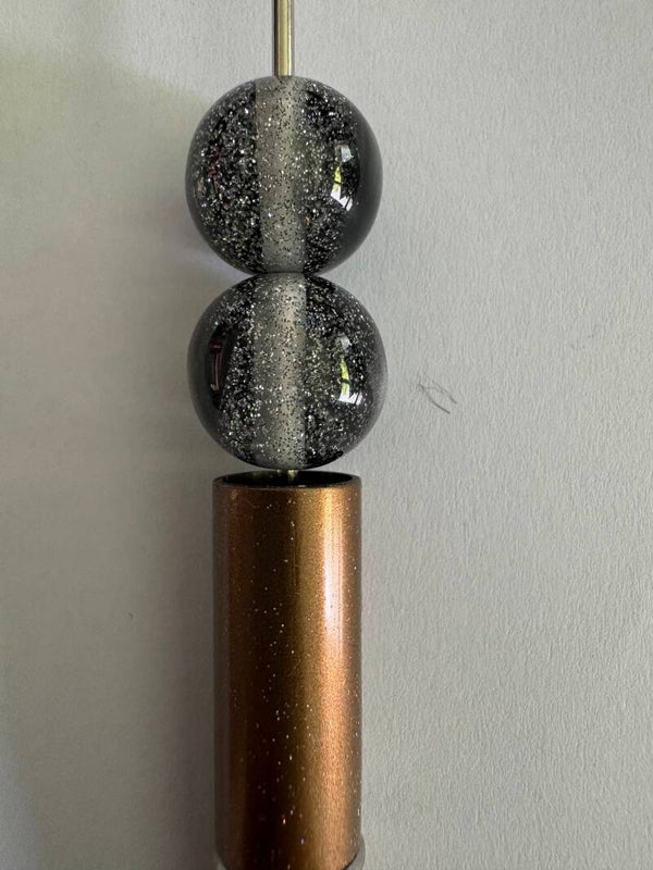 zwarte met zilver glitter acryl kraal 16 mm