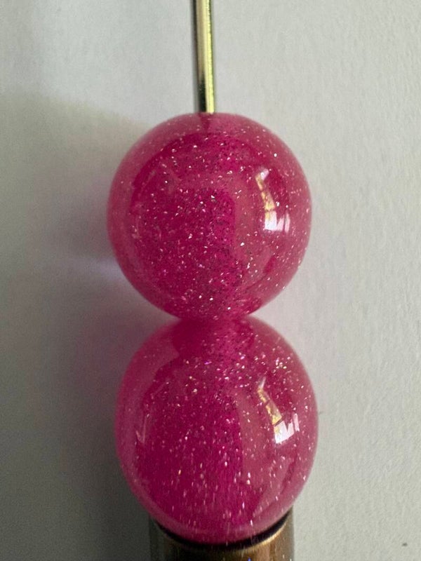 acryl kraal pink met glitter 16 mm