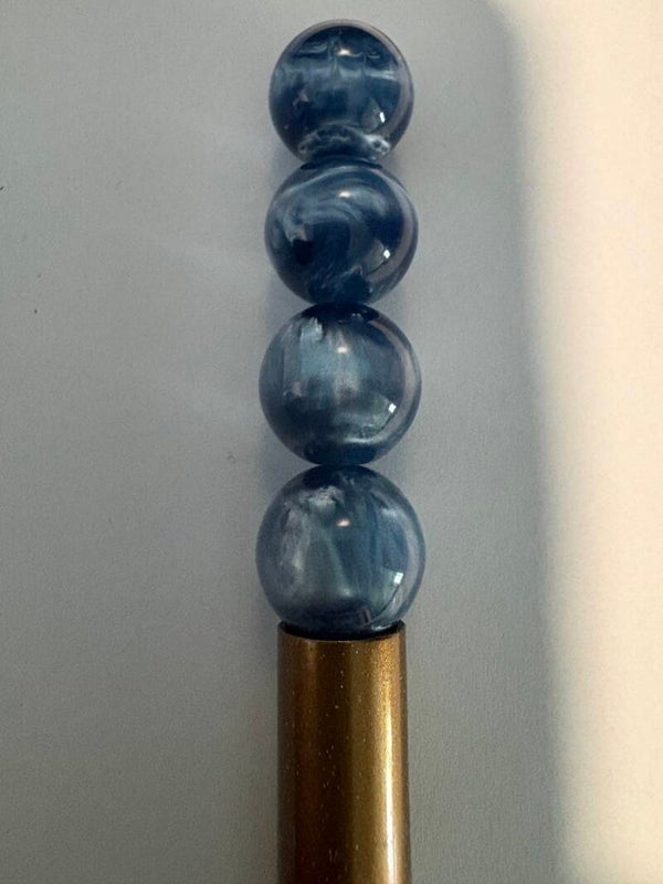 blauwe marmer acryl kraal 16 mm