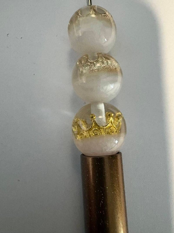 doorzichtige acryl kraal met gouden kroon 16 mm