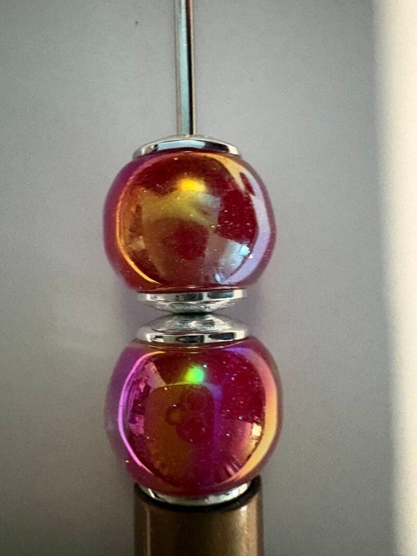 rode acryl kraal met zilver randje 16 mm