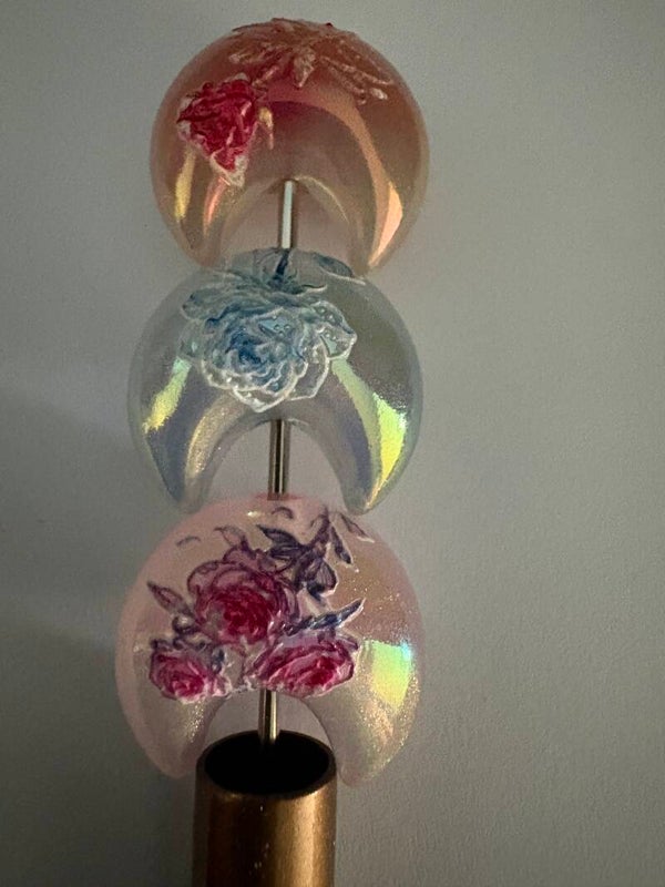 halve ronde met bloem acryl kraal 20mm