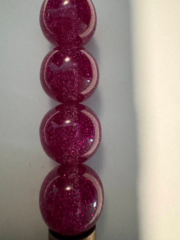 pink acryl kraal met glitter 16 mm