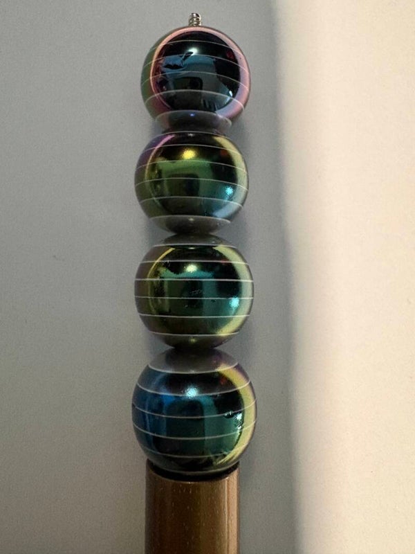 bruin acryl kraal met lichte en donkere strepen 16 mm
