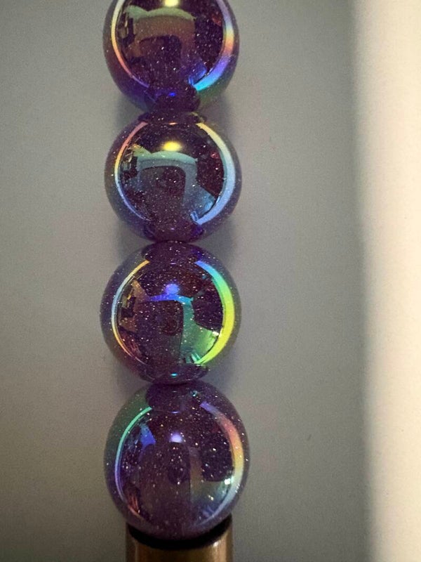 paarse acryl kraal met glitter 16 mm