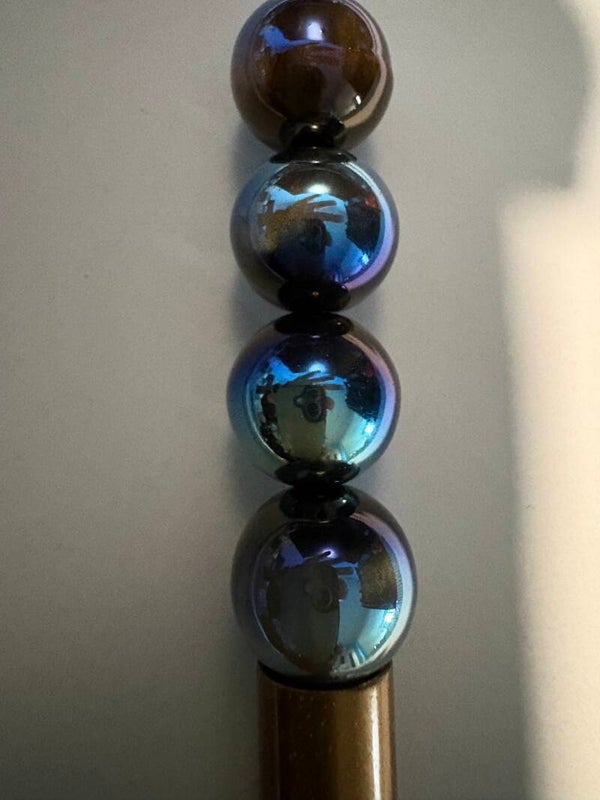 zwart bruine grijze cat eye acryl kraal 16 mm