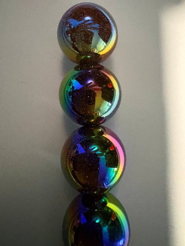 olie achtig effect met glitter acryl kraal 16 mm