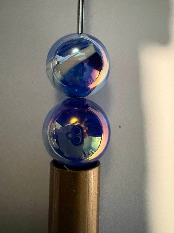 marmer blauw acryl kraal 16 mm