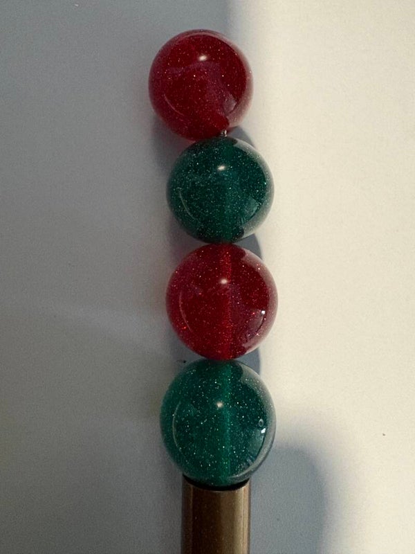 rode en groen acryl kraal met glitter 20 mm