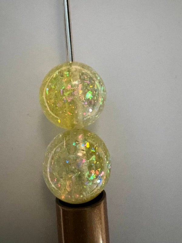 doorzichtige gele met glitter acryl kraal 16 mm