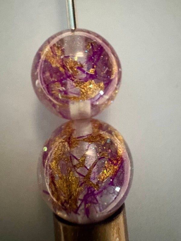 doorzichtige acryl kraal pink met goud 16 mm