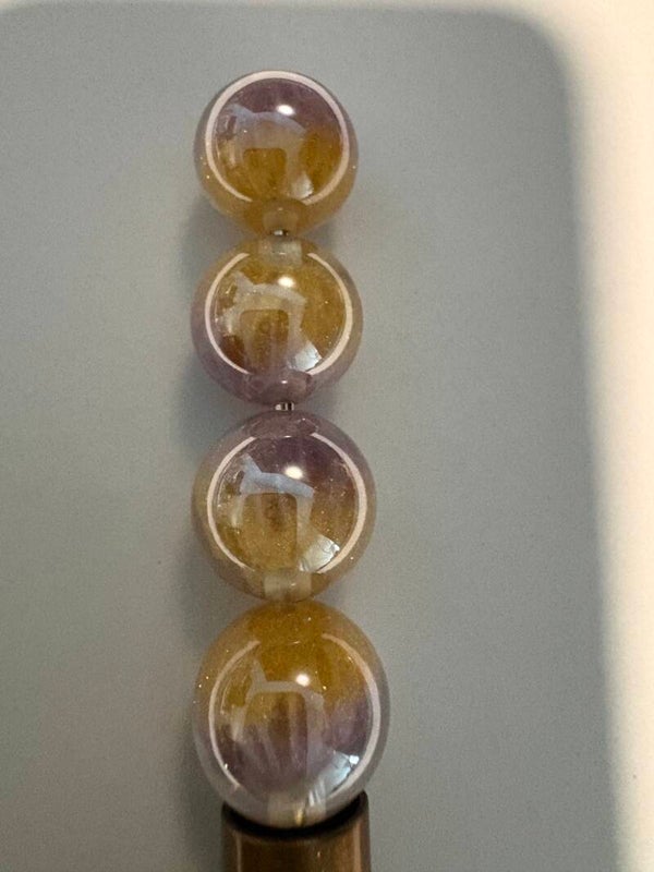 doorzichtige met lila en goud acryl kraal 16 mm