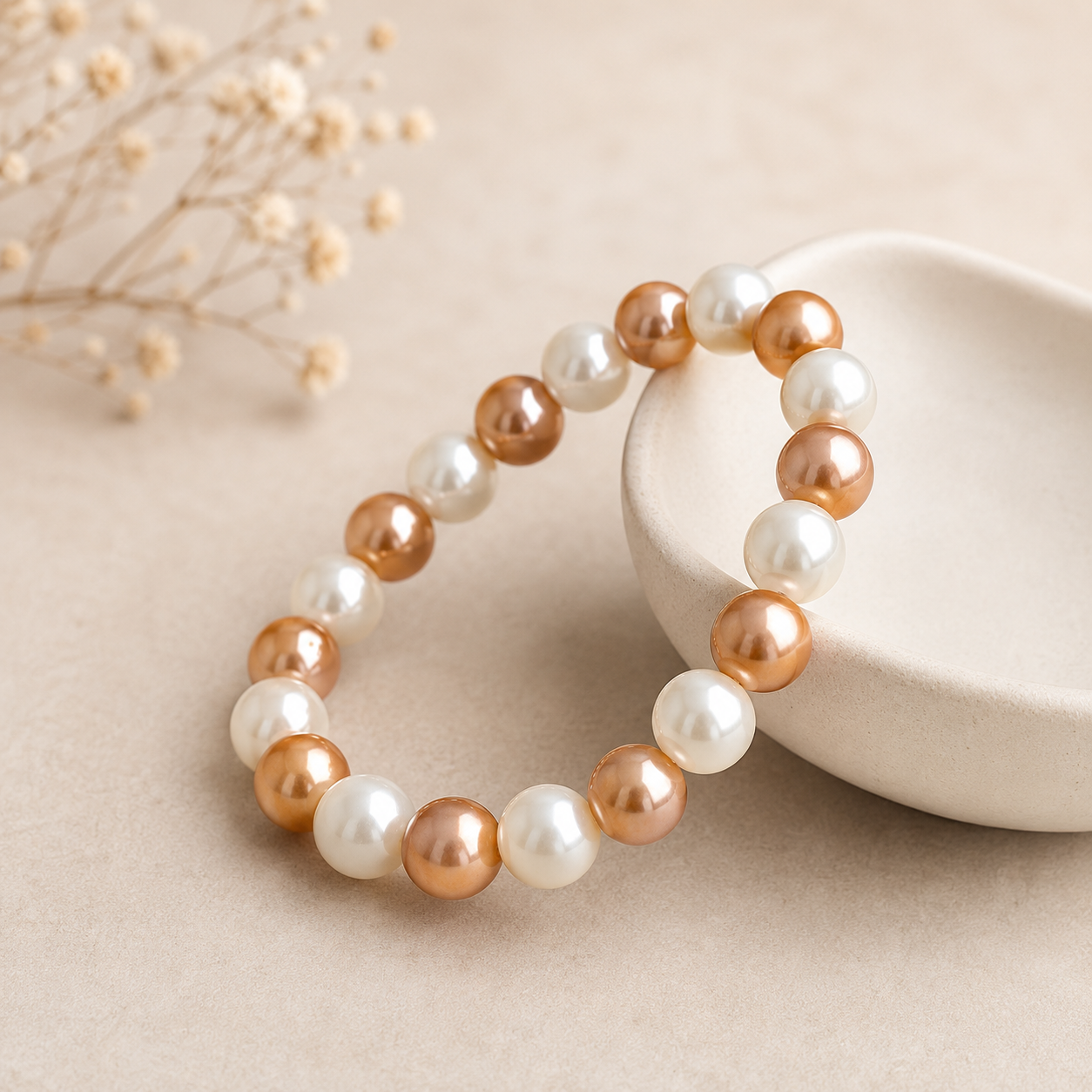 wit met bronzen kleur armbandje