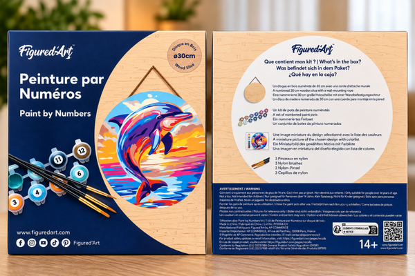 Figured’Art Schilderen op Nummer op Hout – Dolfijn – Ø 30 cm