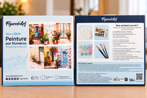Figured’Art Mini Schilderen op Nummer – Bloemen & Straatjes – Set van 6