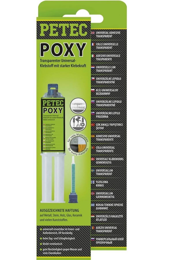 Colle bi-composante Petec Poxy 24 ml + embout mélangeur