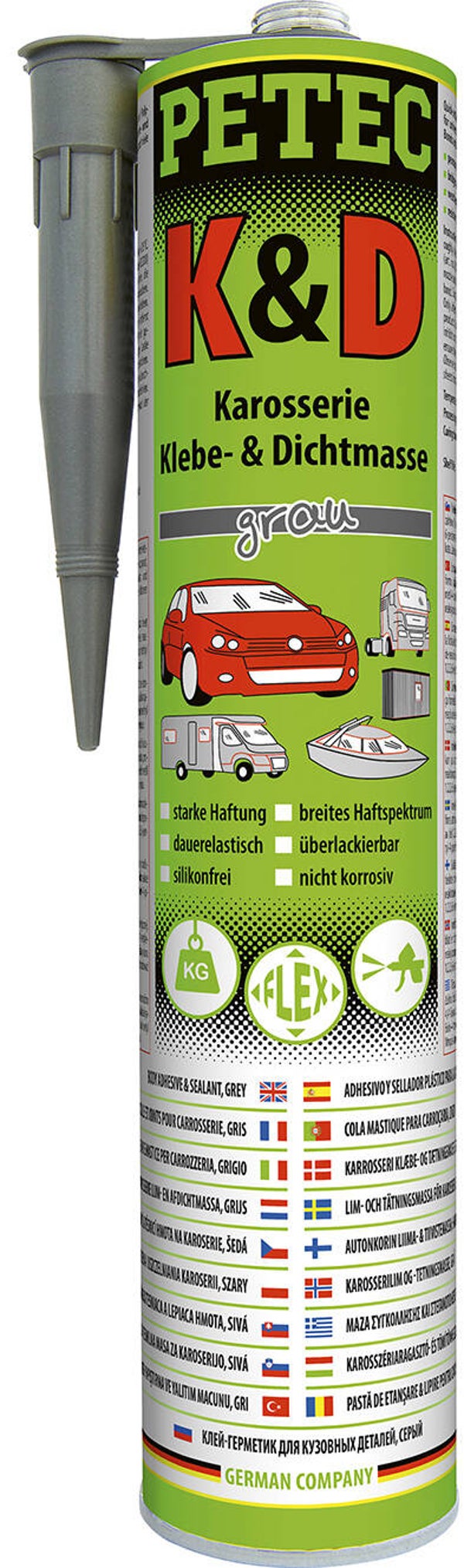 Colle et mastic de carrosserie Petec gris 310 ml
