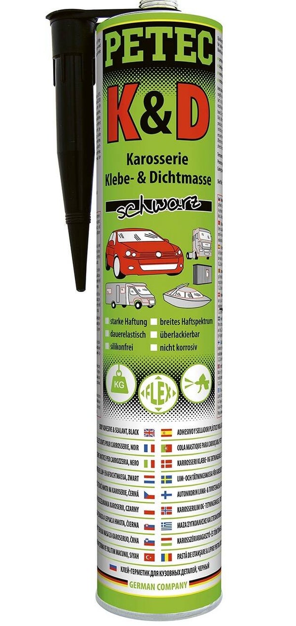 Colle et mastic de carrosserie Petec noir 310 ml
