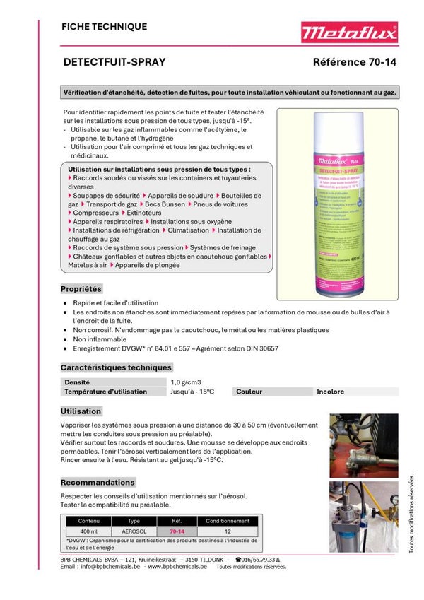 Détecteur de fuites METAFLUX 70-14 en spray 400 ml