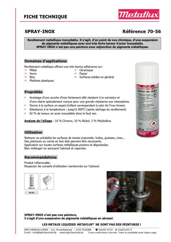 Spray en acier inoxydable METAFLUX 70-56 400 ml