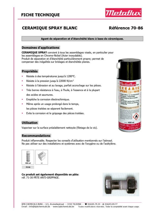 Graisse céramique en spray METAFLUX 70-86 400 ml