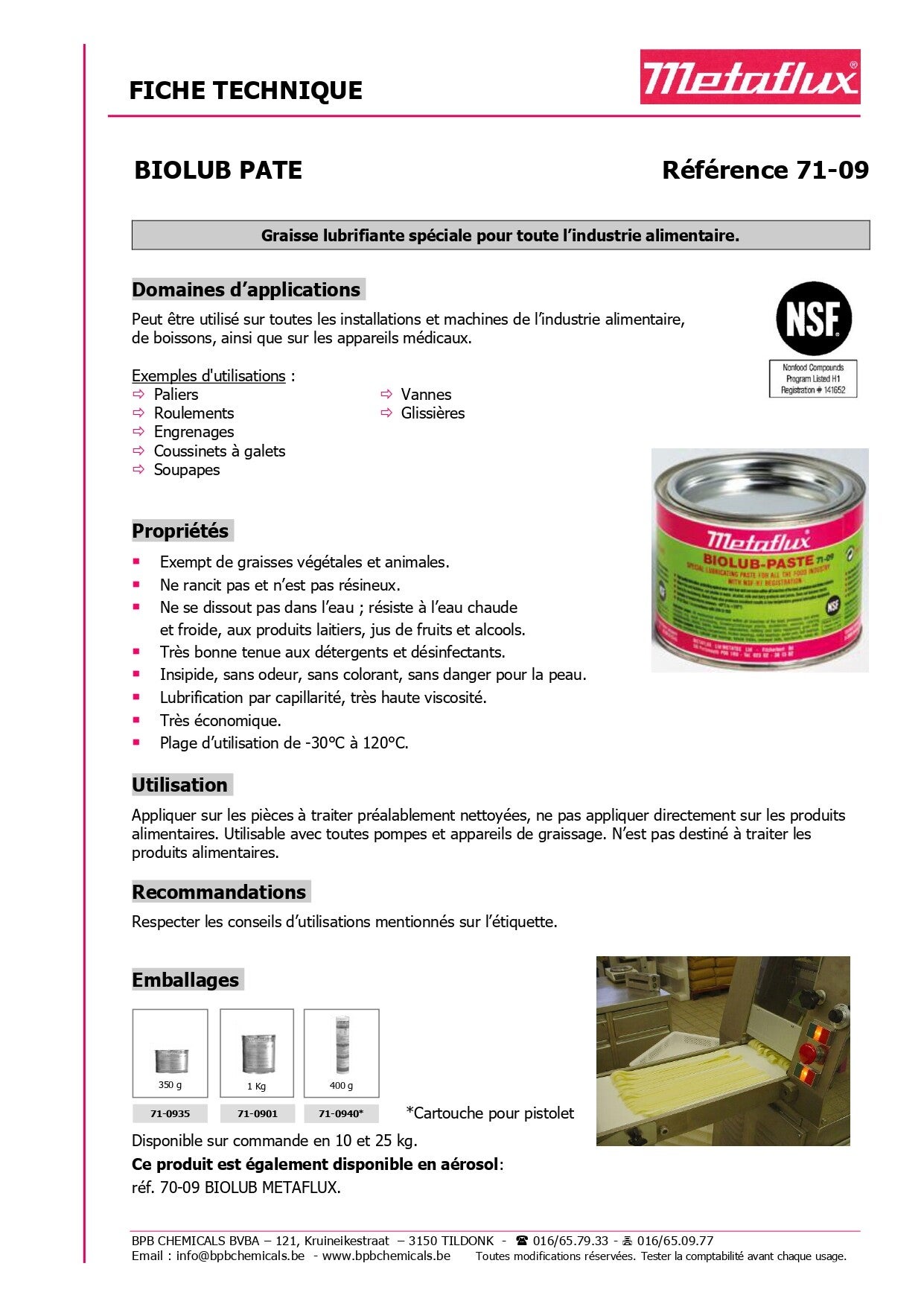 METAFLUX BIOLUB PATE 71-09