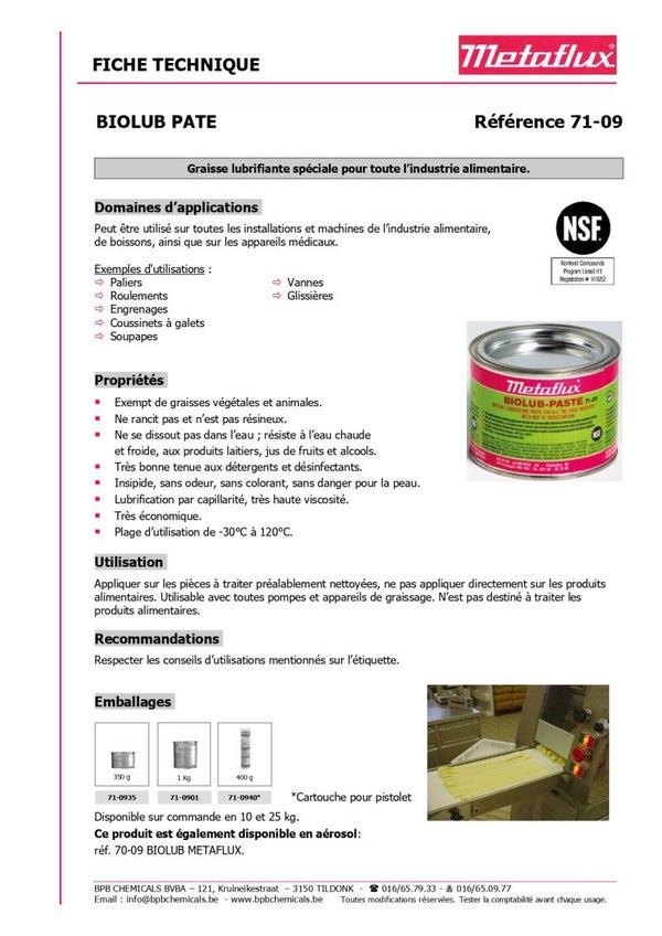METAFLUX BIOLUB PATE 71-09