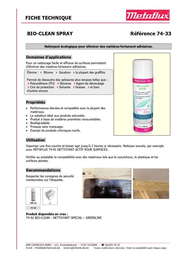 METAFLUX 74-33 - SPRAY NETTOYANT 400ML