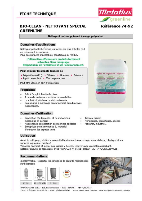 Nettoyant spécial METAFLUX GREENLINE 74-92