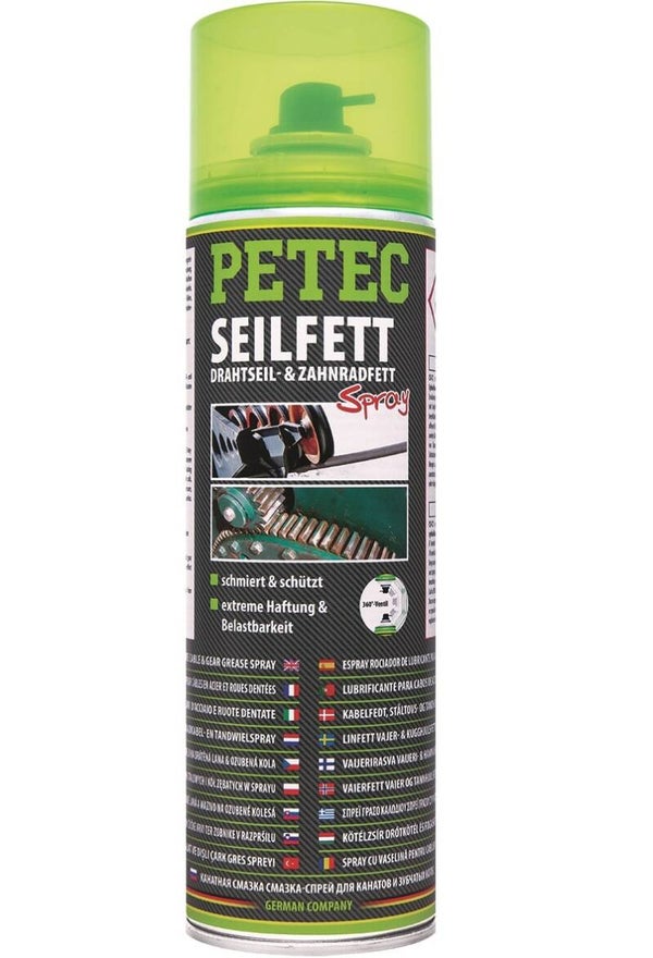 Graisse Petec pour câbles et engrenages en acier, aérosol 500 ml