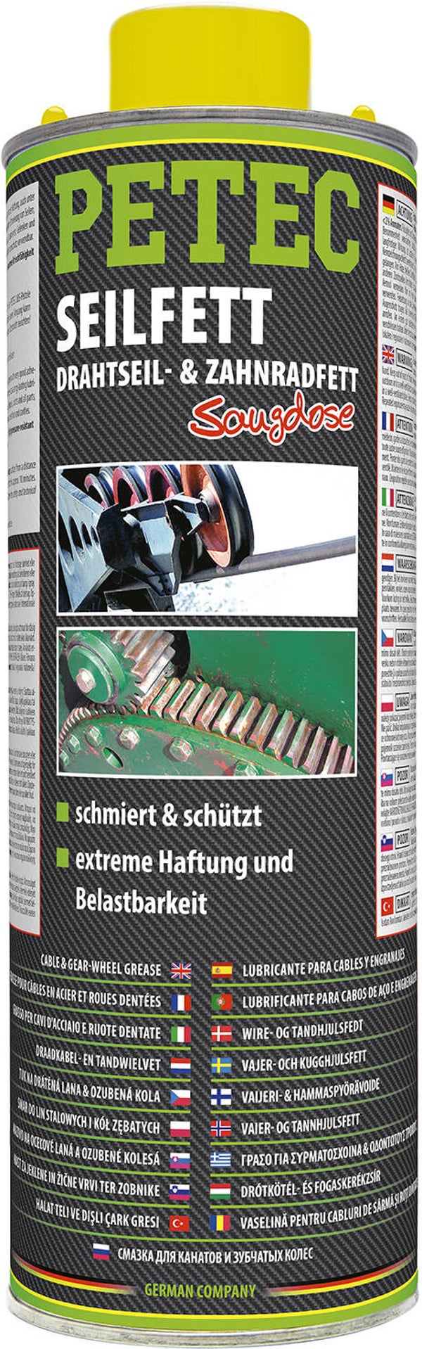 Graisse Petec pour câbles et engrenages en acier, cartouche de 1 L