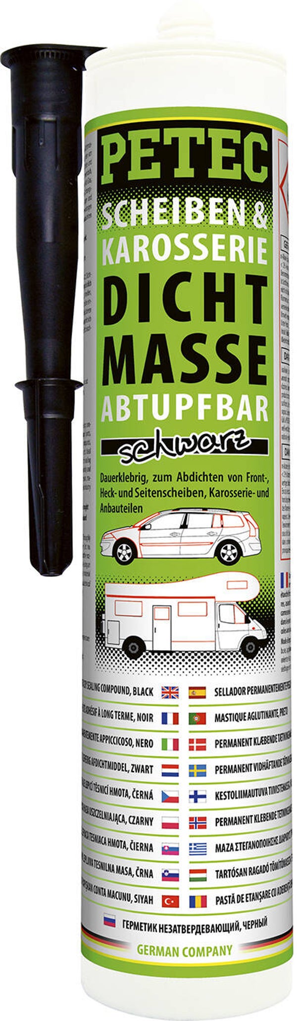 Mastic d'étanchéité pour fenêtres Petec noir 310 ml