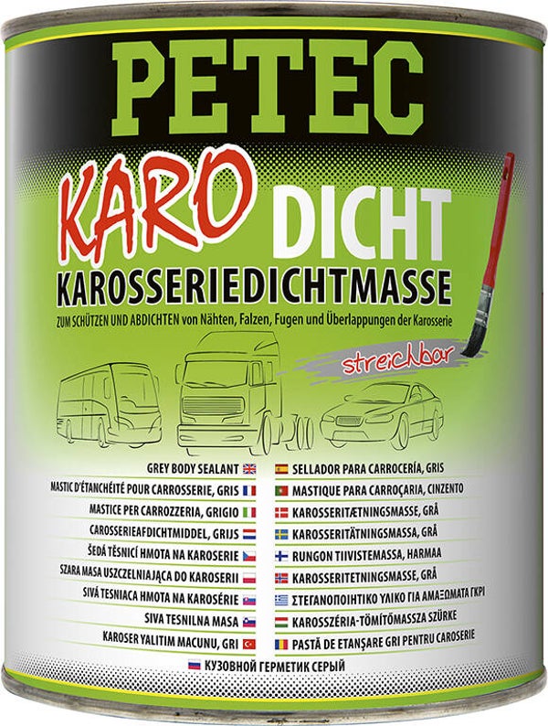 Mastic d'étanchéité pour joints de carrosserie Petec Karo, application au pinceau, 1 L