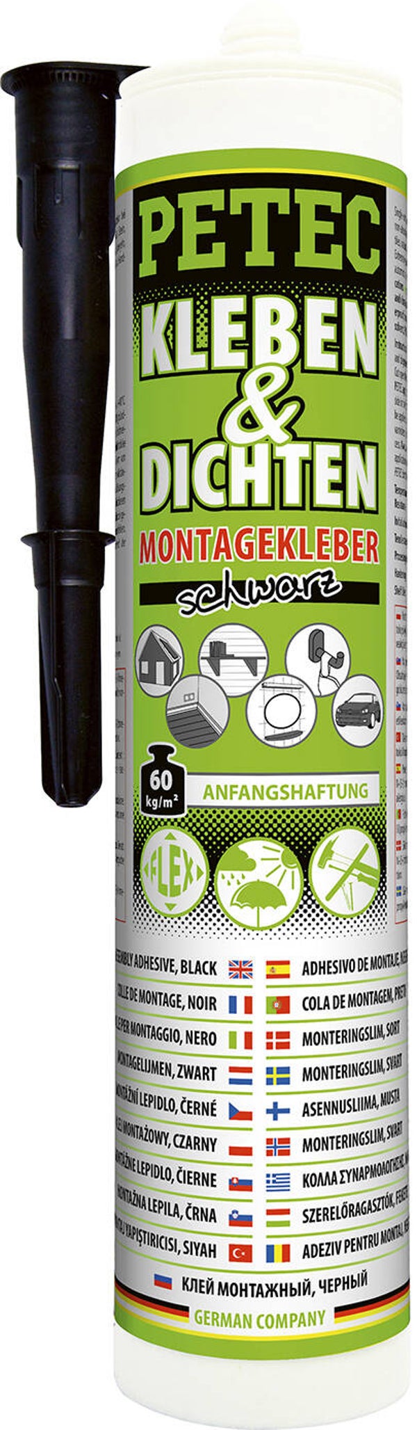 Mastic polymère noir Petec MS 290 ml