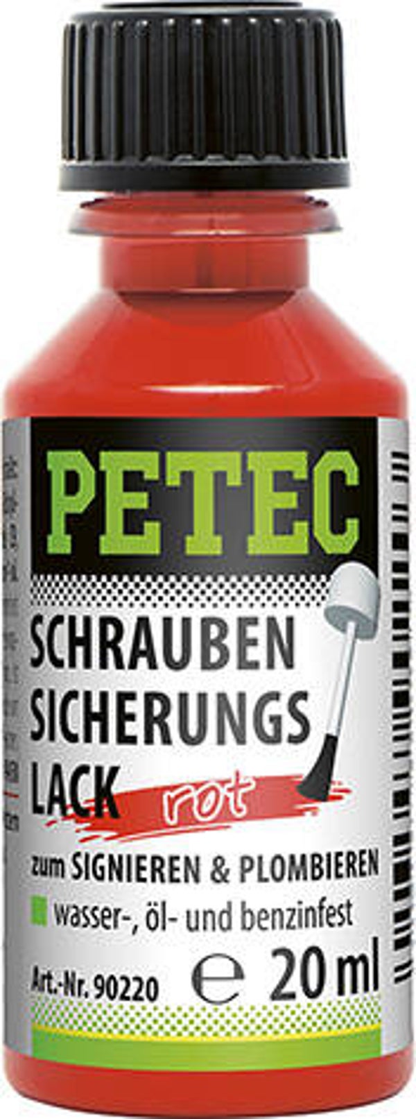Peinture rouge Petec pour marquage des vis de verrouillage 20 ml