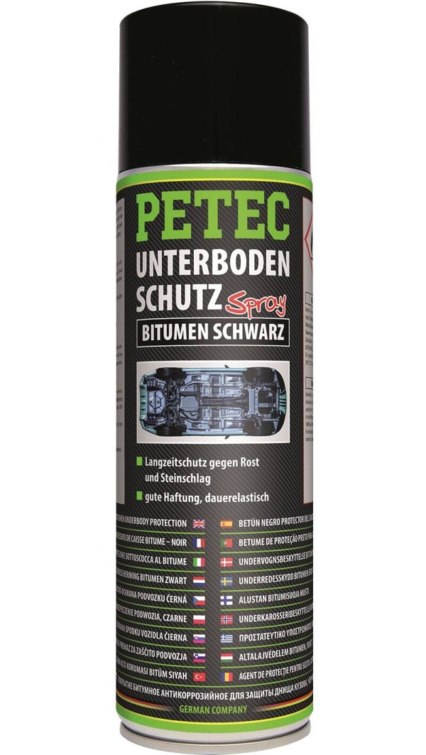 Protection de plaque de base Petec, bitume noir en spray 500 ml