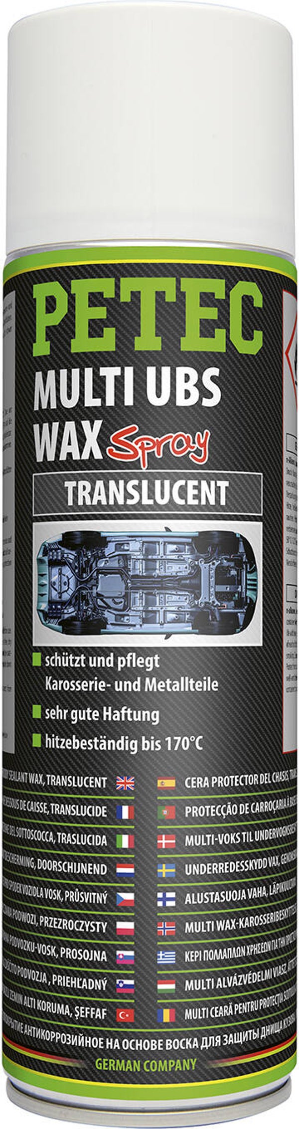 Spray de cire protectrice pour soubassement Petec 500 ml