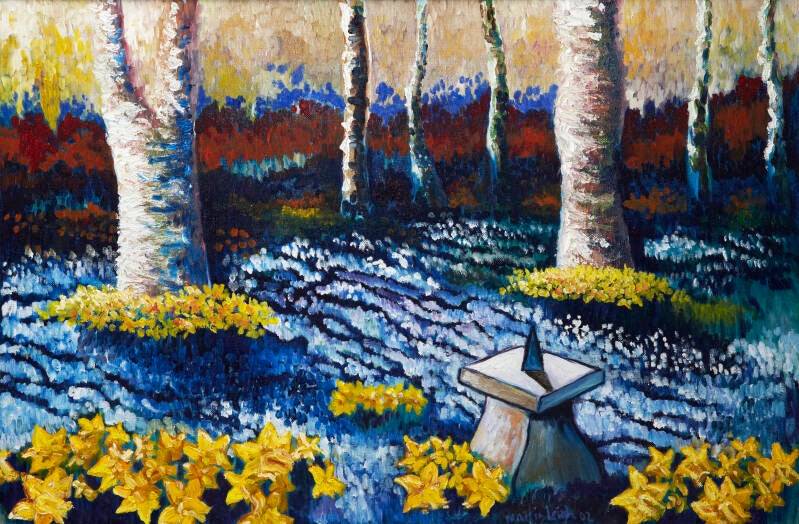 early-studies-sundial-in-spring-woodland-oil-on-canvas-board-50x76cm-2002-standard.jpg