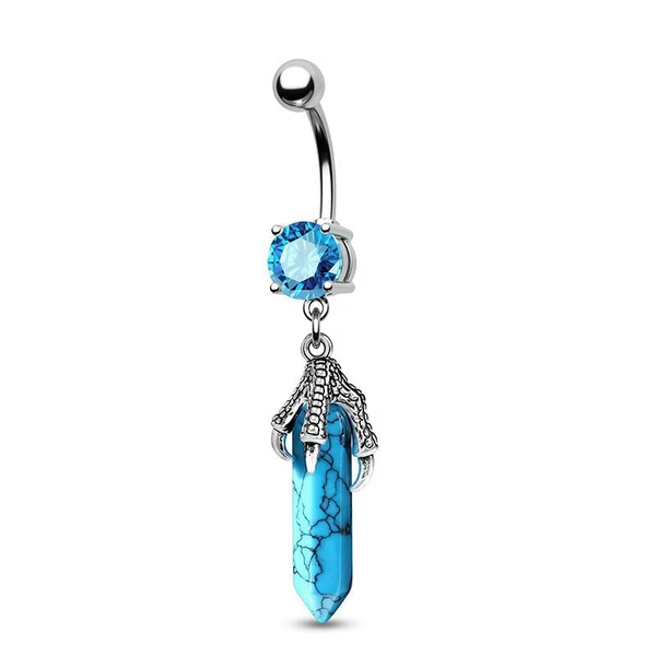 Turquoise Dragon Claw Belly Ring Stainless Steel