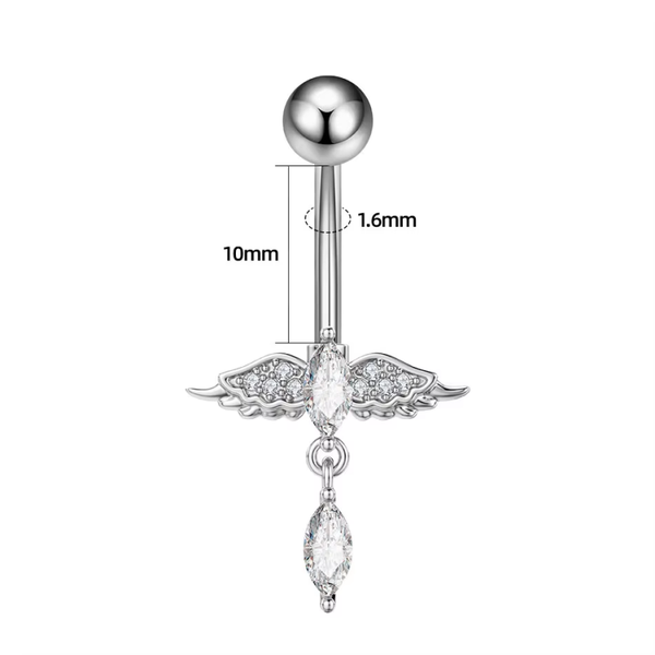 Crystal Bird Dangly Belly Ring