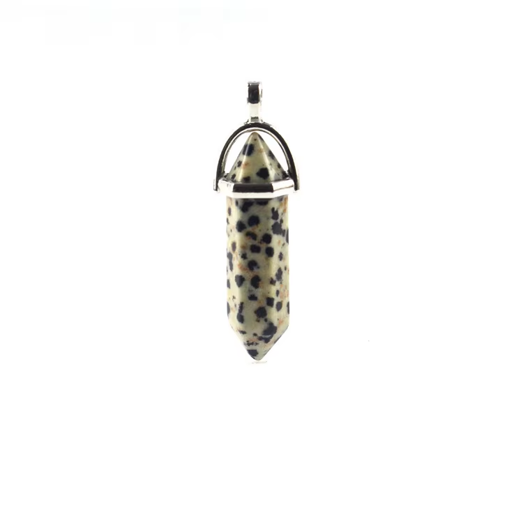 Natural Stone Crystal Bullet Hexagonal Pendulum Necklace