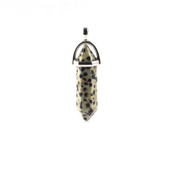 Natural Stone Crystal Bullet Hexagonal Pendulum Necklace