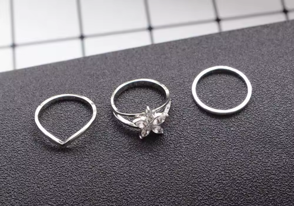 3 Piece Adjustable Flower Toe Ring