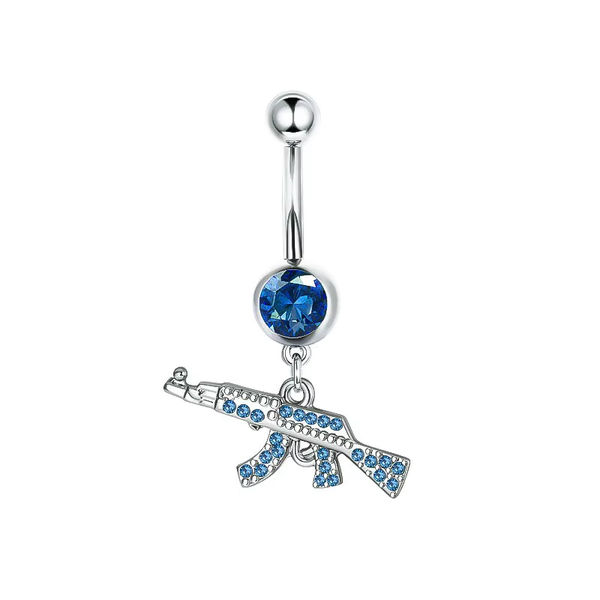 Blue AK Belly Ring Stainless Steel